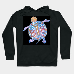 Sea Turtle - Folk Blue & Black Palette Hoodie